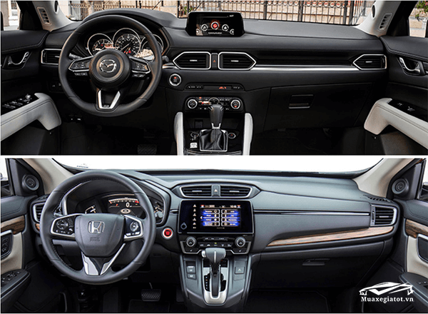 So sánh xe Honda CR-V và Mazda CX5 tại Việt Nam so sanh mazda cx5 va honda crv 2018 noi that So sánh xe Honda CR-V và Mazda CX5 tại Việt Nam